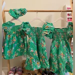 Cat and Jack Green Floral Sister Dresses
